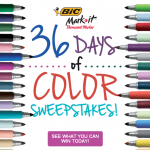 Bic Mark It 36 Days of Color Sweepstakes! Prizes Include Gift Cards, Jewelry, and More! Enter to Win Daily!
