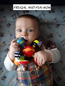 Baby with Nuby Twisty Bugs Teether