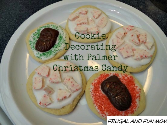 Cookies decorated with Palmer Candy Peppermint Bark