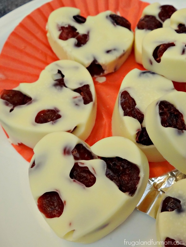 White Chocolate Covered Dried Cranberries Hearts
