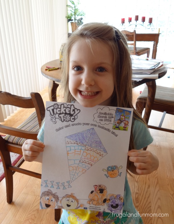 Tickety Toc Coloring Sheet with Kite and Tommy and Tallulah