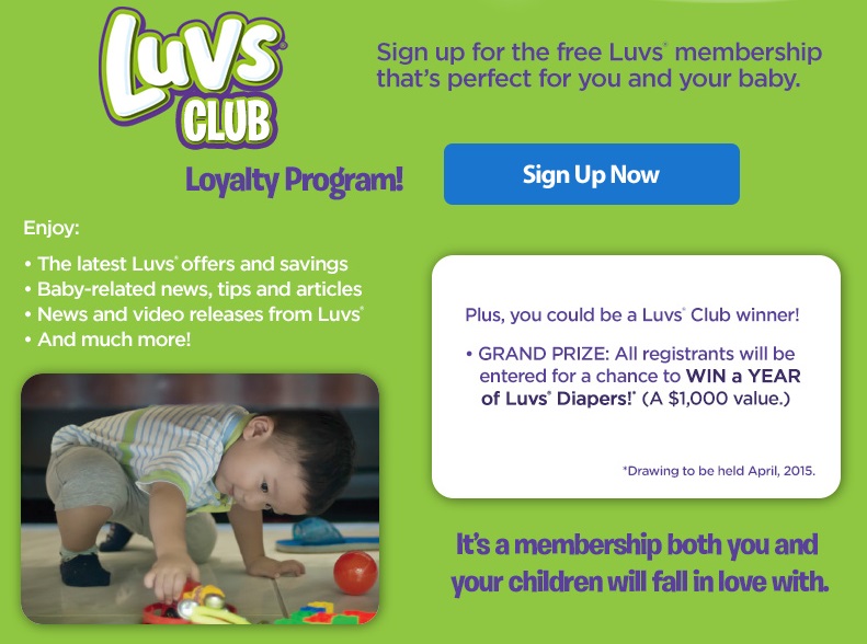 Luvs® Loyalty Program! Sign up for Savings and a Chance To WIN FREE Diapers for a Year!
