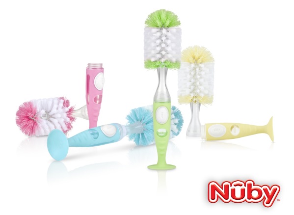 Nuby Easy Clean Soap Dispensing Bottle Brush with Suction Base Review! -  Fun Learning Life