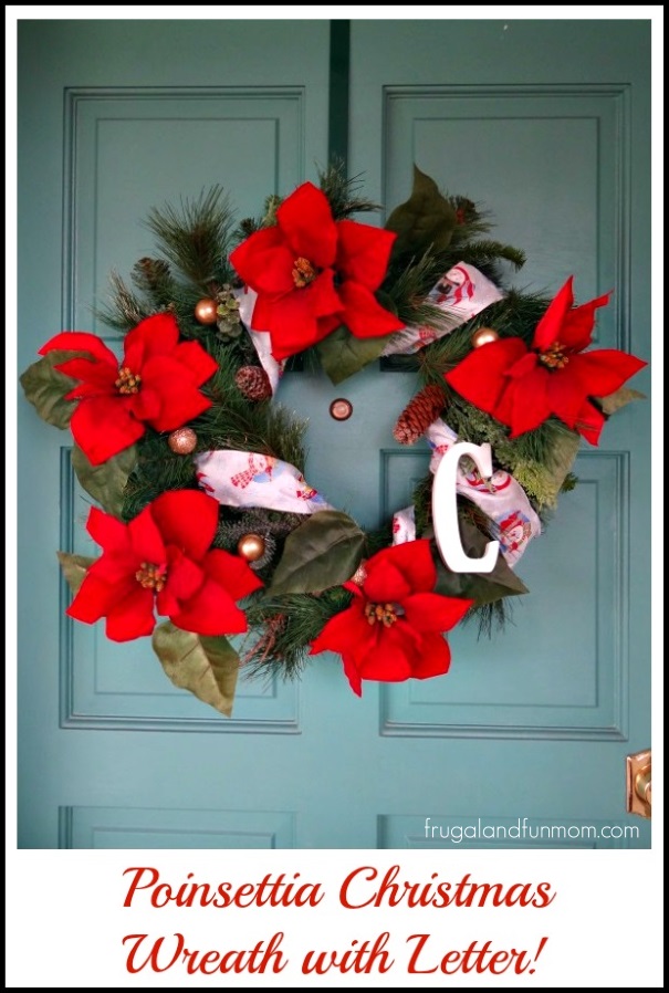 Poinsettia Christmas Wreath with Letter An Artificial DIY Craft 