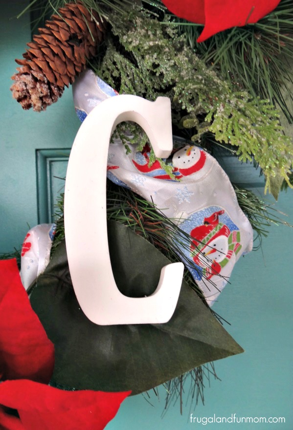 Poinsettia Christmas Wreath with Letter DIY Craft