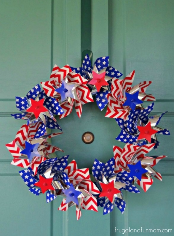 Red White and Blue Pinwheel Wreath