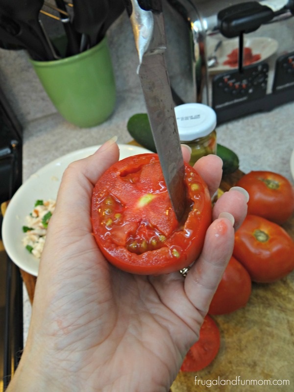 Coring a tomato