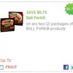 Cooking Out This Summer? There is a Coupon for .75 Cent off 2 Ball Park Products!