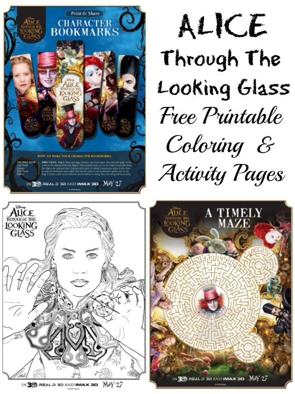 Alice Through The Looking Glass Free Printable Coloring Sheets and Activity Pages