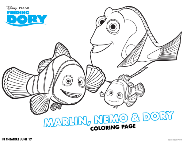 Finding Dory Coloring Sheets with Nemo Marlin and Dory