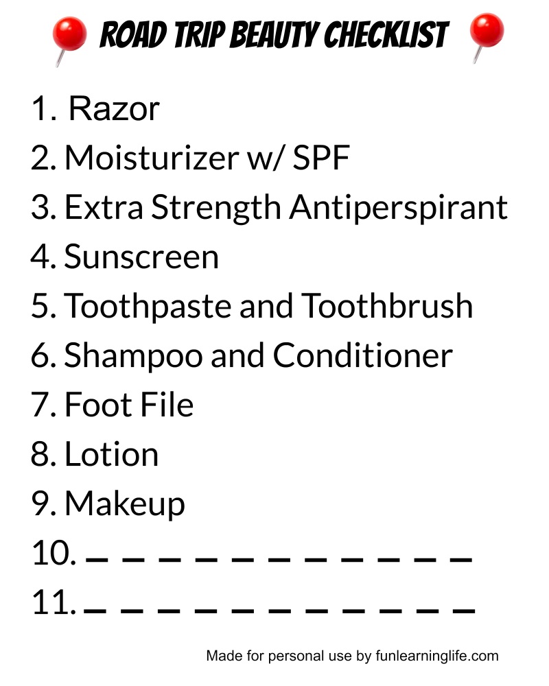 Road Trip Beauty Checklist for Vacation