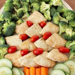 Christmas Tree Sandwich Platter with Vegetables and Homemade Tzatziki Dip Recipe!