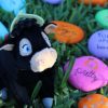 Ferdinand with Putting Mod Podge on Kindness Rocks