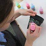 Chalkboard Flower Pots With Puffy Paint Dot Art!