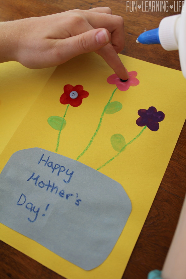 Mother’s Day Button Card Craft with Handprint!